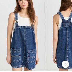 Free People Smock Denim Overalls Dress